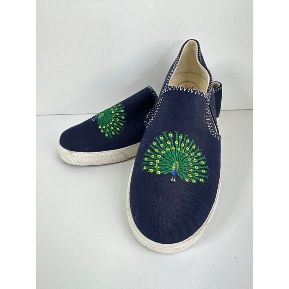 Jack Rogers Embroidered Peacock Slip Ons